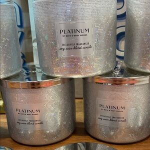 Bath & Body Works Platinum 3 wick Candle  - Silver